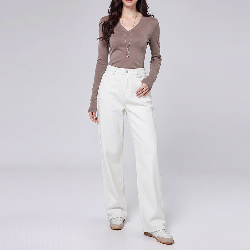 Summer Light-Colored Four-Way Stretch 3D Cut Banana-Style Floor-Length Pants for Women 2026 New Loose Slimming Straight-Leg Jeans Summer Light-Colored Four-Way Stretch 3D Cut Banana-Style Floor-Length Pants for Women 2026 New Loose Slimming Straight-Leg Jeans