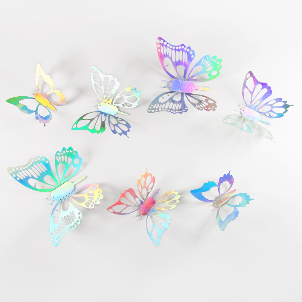Foreign Trade Colorful 12-Pack 3D Hollow Butterfly Art Home Party Decoration Background Wall Stickers_voghion.com