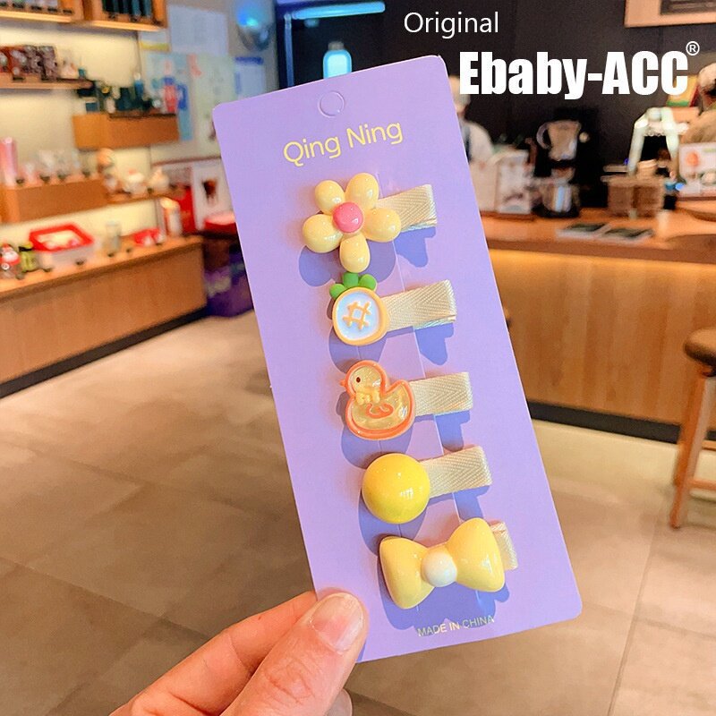 Hermosos clips de cabello de color para niños coreanos de alto nivel sensación de arco de niñas bolsa de tela no daña clips de cabello de bebé