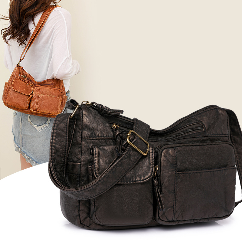 Dames schoudertas van gewassen pu-leder in retro stijl_voghion.com