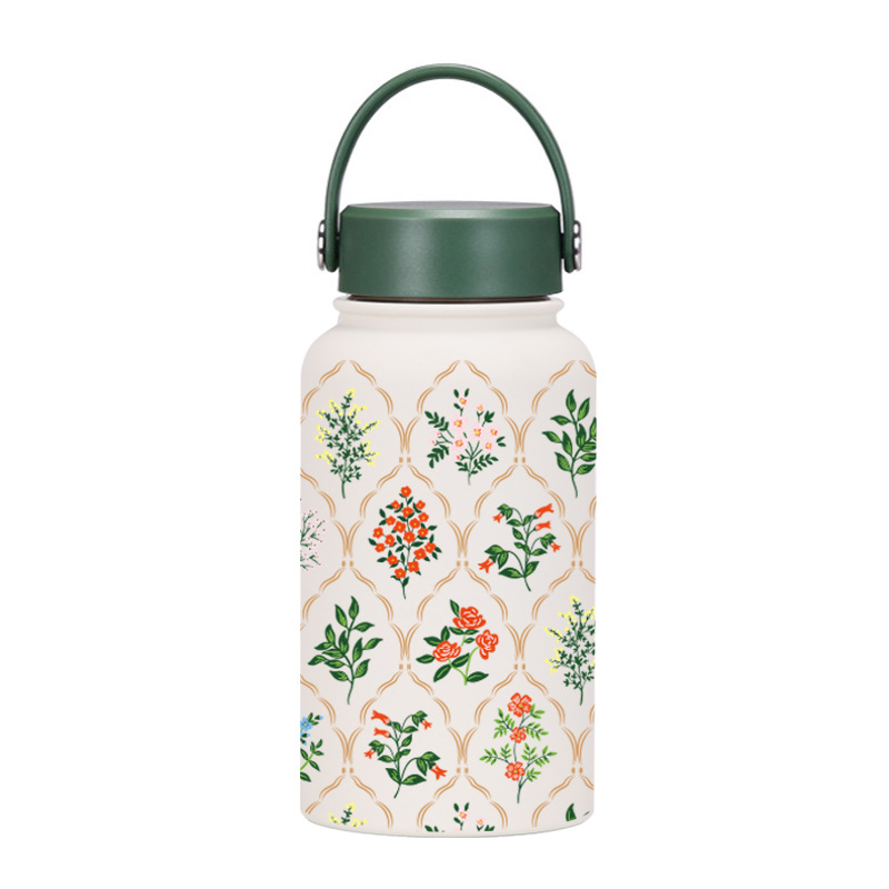 Nueva transfronteriza 650ml taza de vacío de boca ancha portátil de vacío niños estudiante deportes hervidor de agua de impresión al aire libre taza