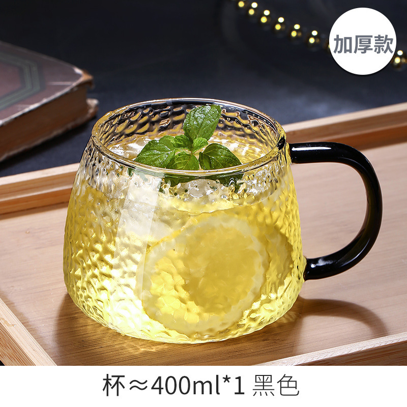 Manzana verde simple ins viento relieve taza de vidrio martillo taza de agua resistente al calor casera de agua potable mango simple taza