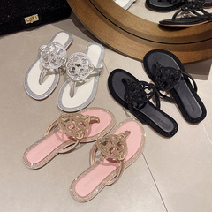 TB人字拖女水鑽拖鞋圍鑽柳釘沙灘涼拖鞋跨境外貿大碼女鞋slippers