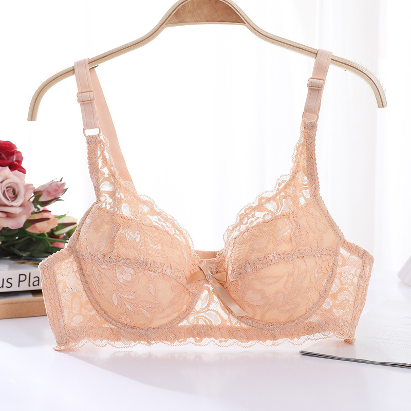 Gran tamaño sin esponja sujetador de mujer ajustable gran taza de encaje sexy delgado gran pecho pequeño ropa interior anti-caída image 11