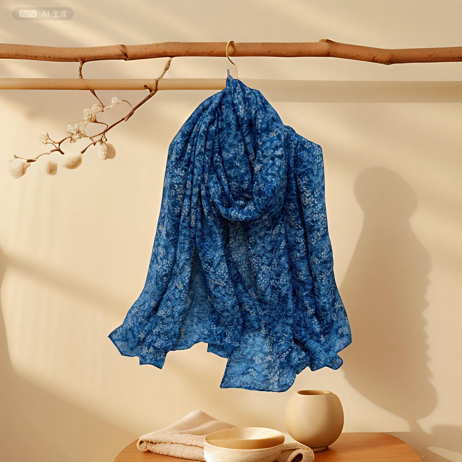 새로운 패션 다목적 고품질 레이스 작은 꽃 인쇄 숙녀 통기성 경량 스카프 실크 스카프 여행 목도리