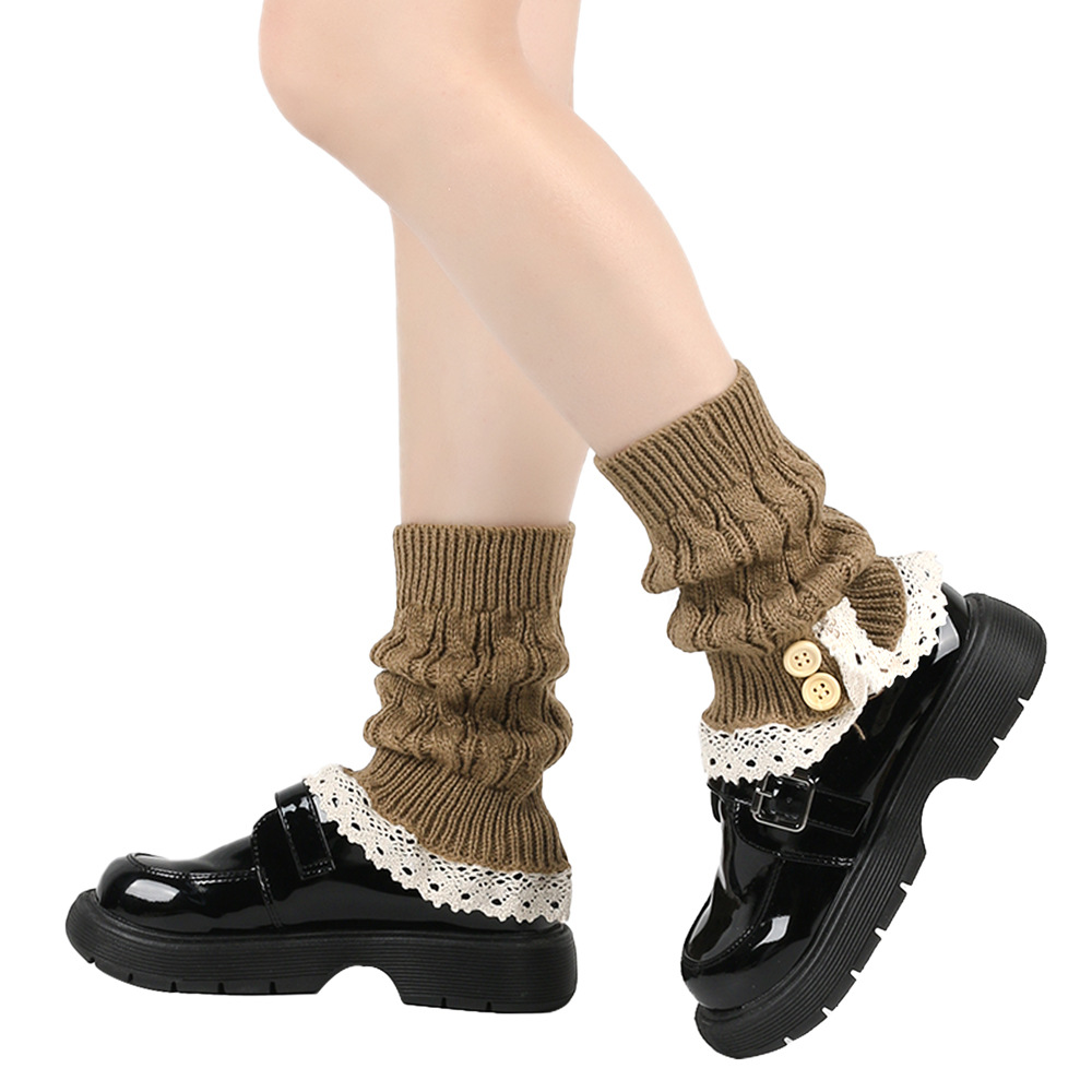 80g Weight sock cover Classification sock cover Lingerie Type Polyacrylonitrile Fiber Fabric Type A Pair Quantity Daily Occasion Warm, Breathable Function Color Block, Lace Pattern Winter, Spring, Autumn Season Women's Gender Jacquard Design Casual, Sweet Style Japanese Loose Button Foot Sock Lace Short Booties New Knitted Fashion Short Boots Sets Wool Leg Warmers 17