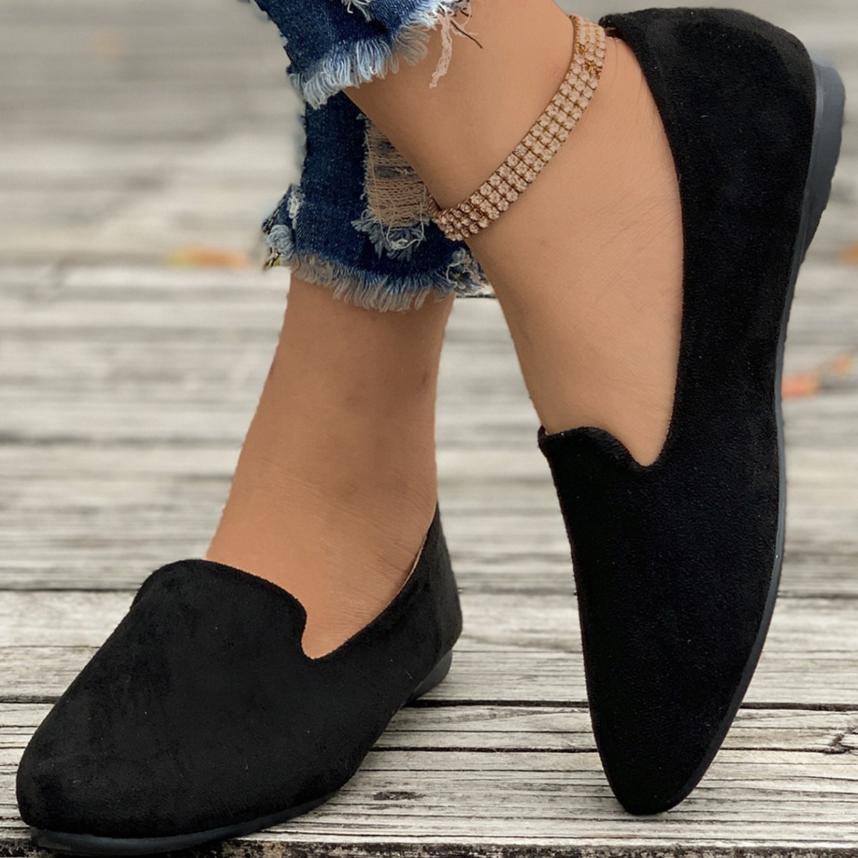 Cross-border Plus-size Women's Shallow Slip-on Shoes, 2024 Summer New European And American Style Flat Loafers, Size 43,_vogvips.com