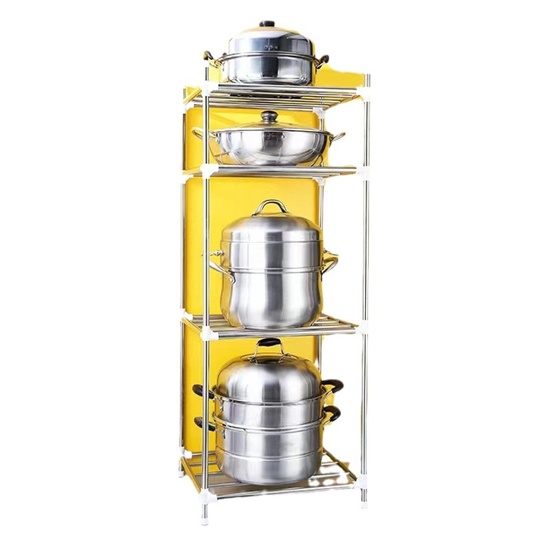 Estante de lavabo de acero inoxidable cocina estante de almacenamiento multifuncional piso estante de almacenamiento de múltiples capas estante organizador de almacenamiento rack