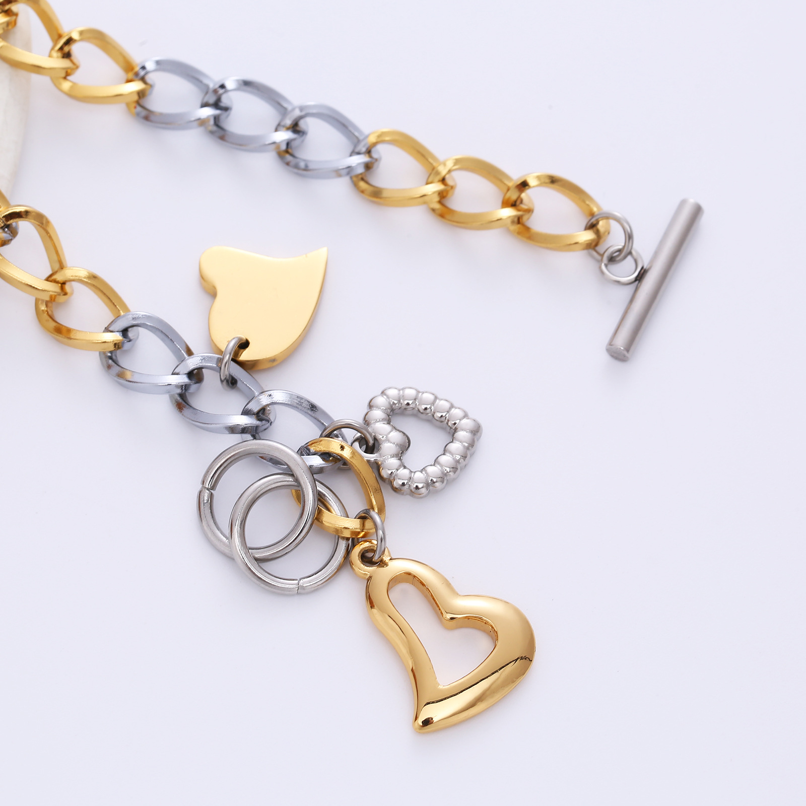 Fashion Heart Shape Stainless Steel Plating Bracelets 1 Piece