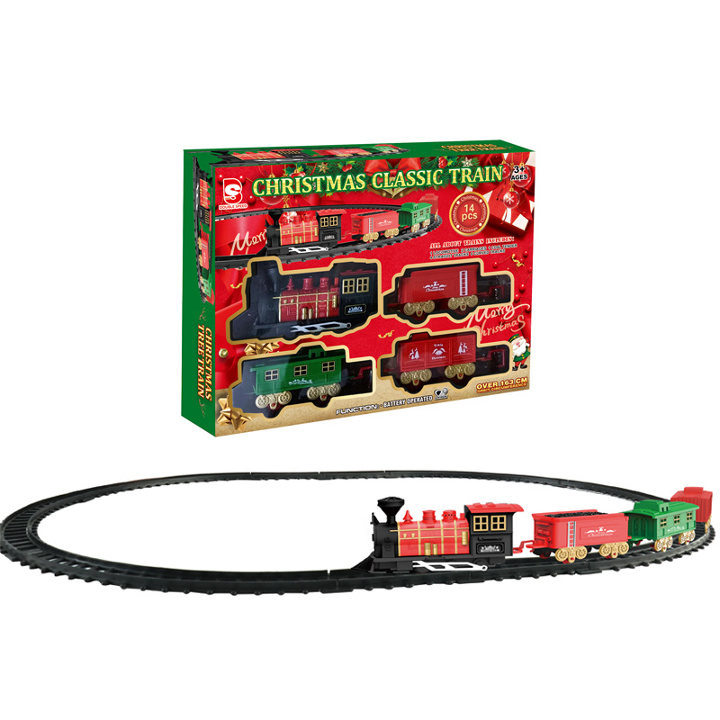 Transfronterizos DIY Navidad tren eléctrico juguete ensamblaje tren retro tren regalo de puzzle para niños image 6
