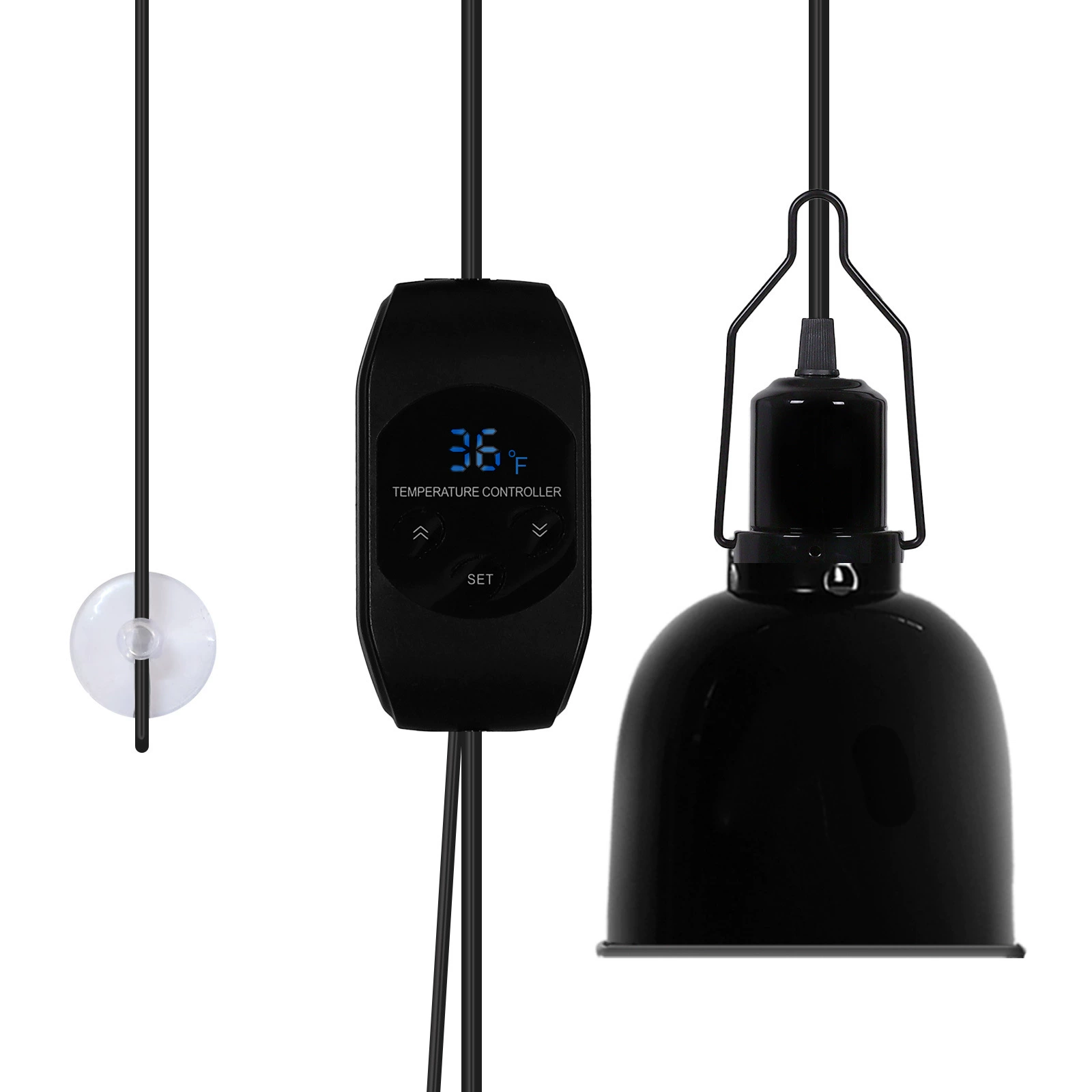 Керамическая нагревательная лампа для рептилий, абажур с контролем температуры, глубокий абажур 5.5inch включает в себя нагревательную лампу мощностью 100 Вт.