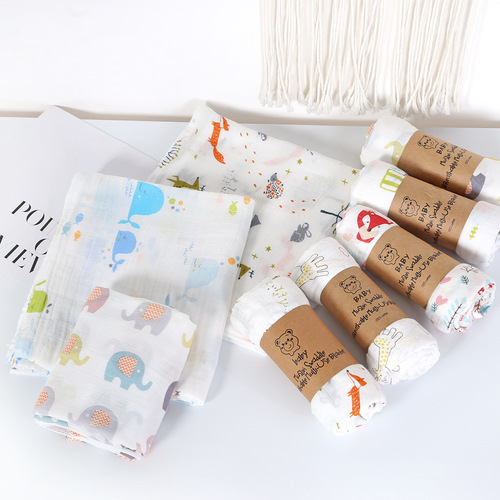 Double layer children's quilt bamboo cotton wrap gauze quilt thin swaddle blanket stroller blanket infant and toddler blanket wholesale