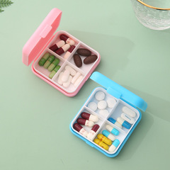 Factory direct supply 4-grid medicine box portable square daily three meals mini medicine box plastic pill organizer