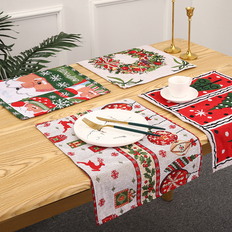 80g Weight Placemat Kitchen and drinking utensils Placemat Event & Party Supplies 1 Piece Quantity Party Occasion Christmas Festival Christmas Tree Pattern Cute Style Embroidery Craft Christmas Cute Christmas Tree Party Placemat 1