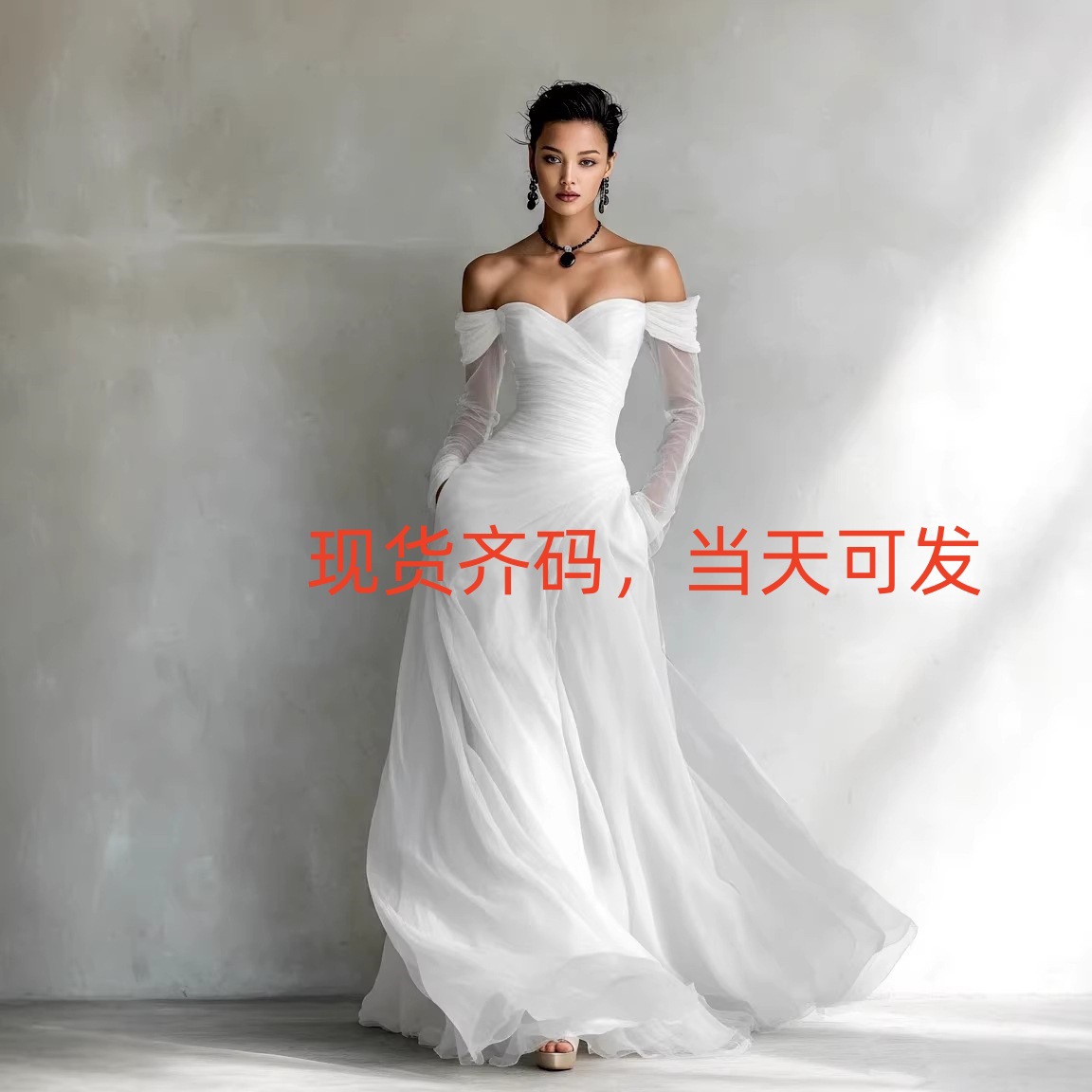 2026 New European and American Style Amazon Elegant Mesh Strapless Long Dress Party Gown Factory High Waist