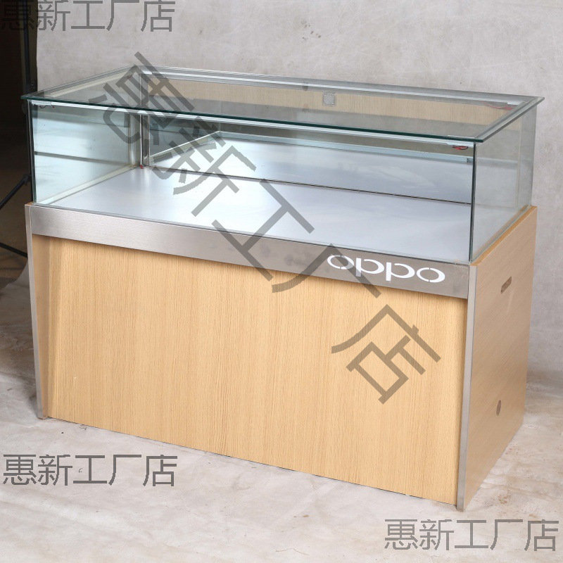 木纹OPPO手机柜台 手机展柜陈列柜数码手机展示柜台玻璃柜木质