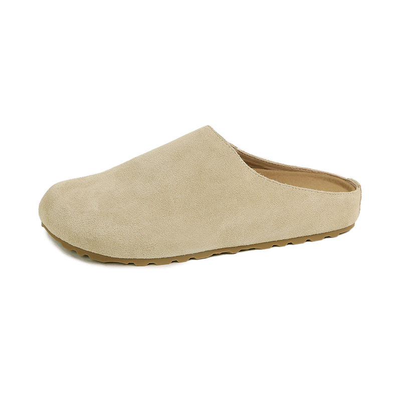 Dép lê nữ bít mũi đế dày mũi rộng phong cách Birkenstock, gót 3 cm — Màu caramel, Màu kaki, Màu mơ