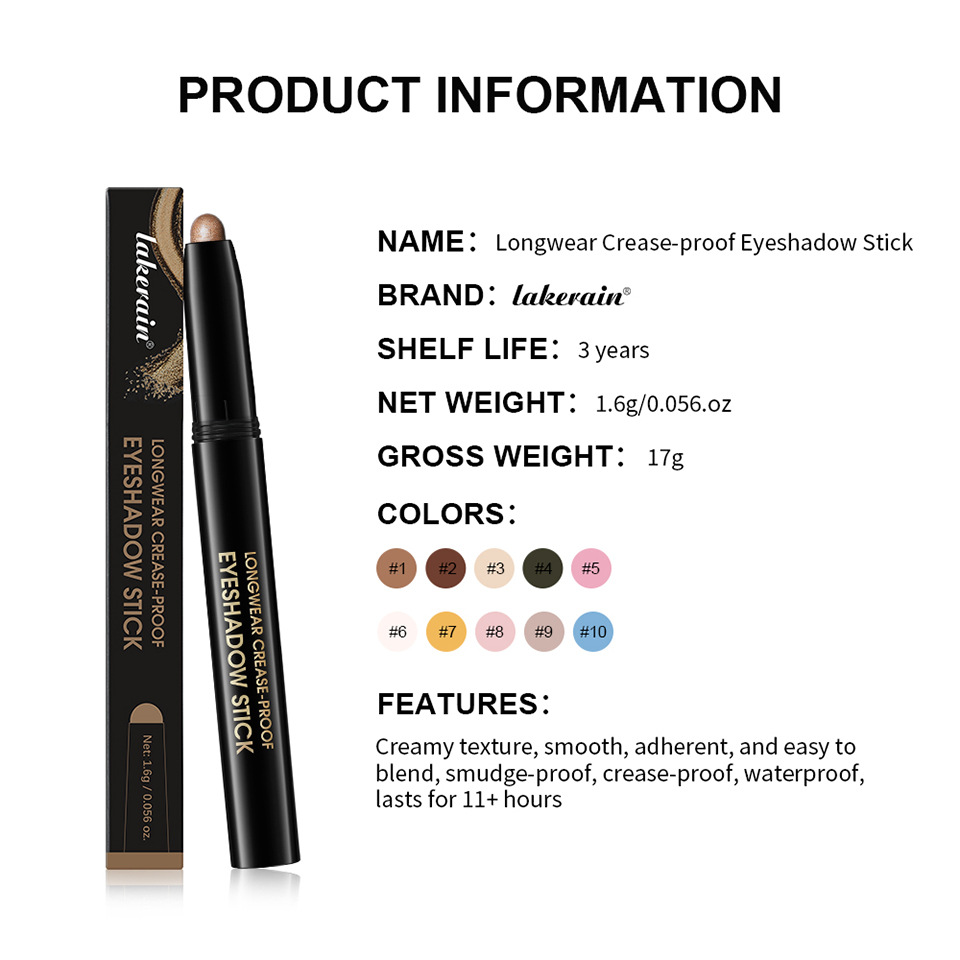 lakerain Cream Eyeshadow stick, matte pearlescent gradient Eyeshadow, Lazy Eyeshadow pen undefined