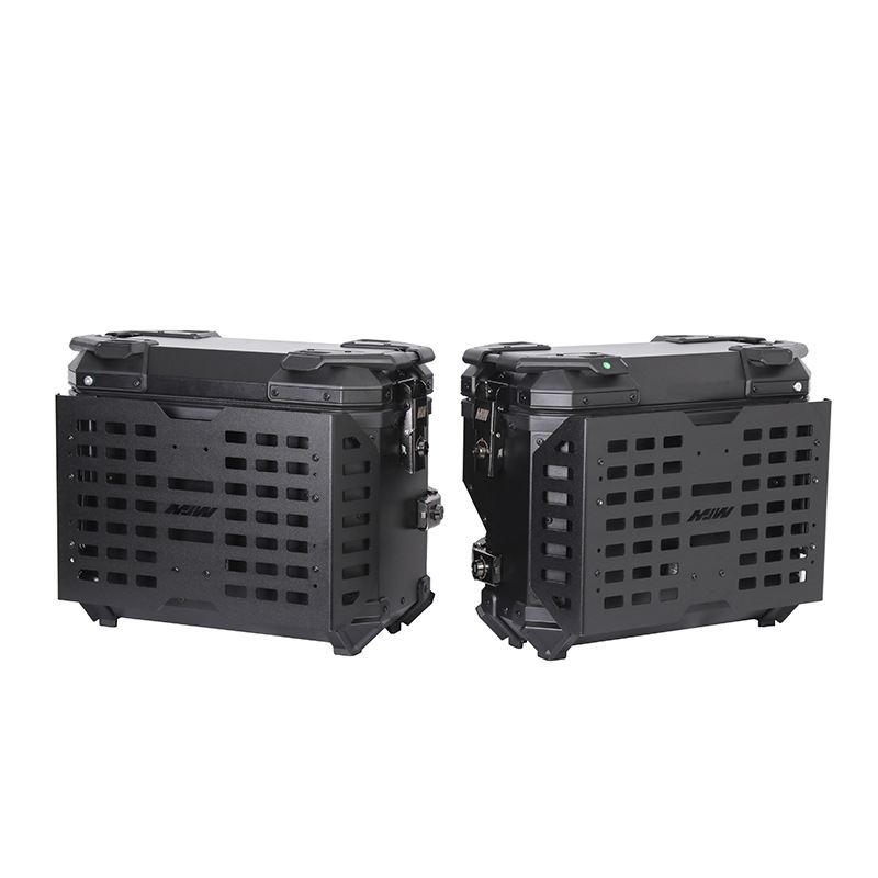 38L Right-Side Multifunctional Armored Black Aluminum Alloy Three-Box Motorcycle Tail Box Side Box Motorcycle Camping Style Trunk