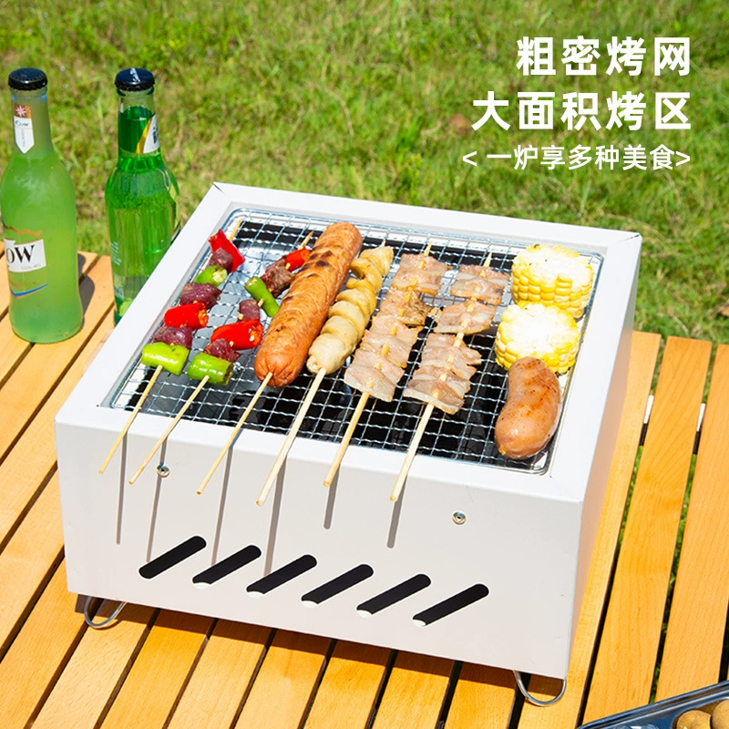 Квадратная печь, чайный набор, печь для кемпинга, дома, двора, печь для барбекю, уличный портативный инструмент для гриля для барбекю на древесном угле