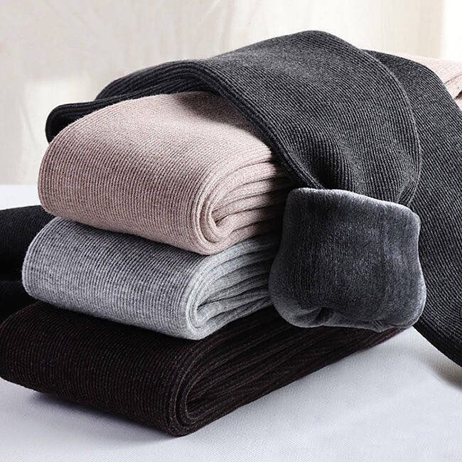 竖条螺纹加绒加厚打底裤女外穿秋冬季韩版高腰显瘦学生一体保暖裤