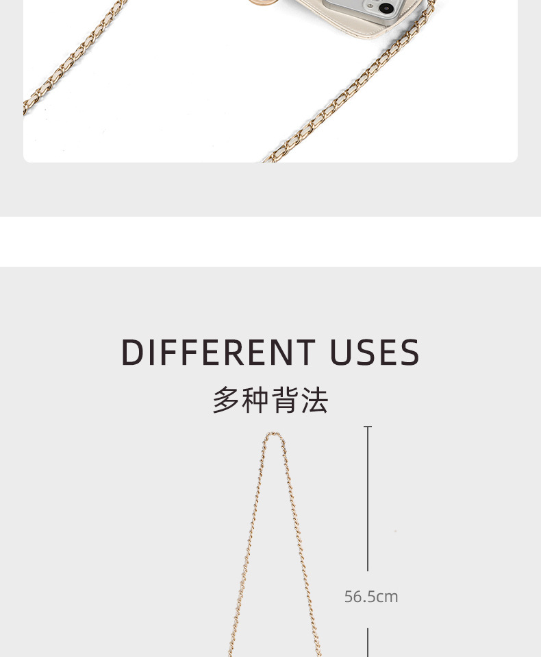 Túi đeo chéo nữ da thật phong cách Chanel dây xích — Trắng be (viney), Màu trắng gạo (phiên bản công khai) chi tiết 10