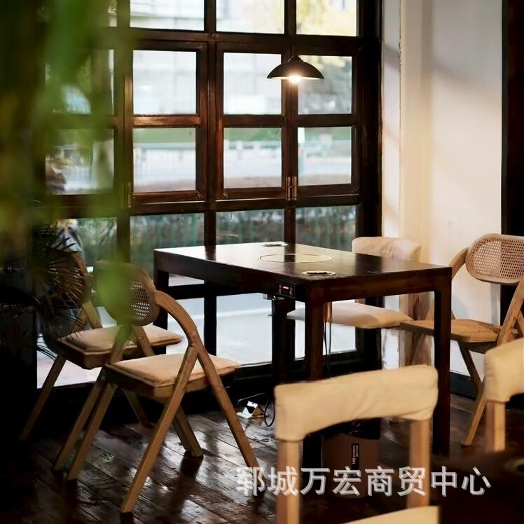市井风老榆木餐桌全实木复古做旧休闲桌面馆酒馆茶楼餐饮八仙桌|undefined