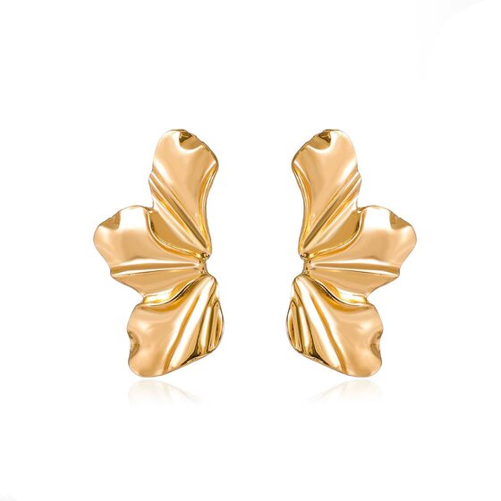 Europe and the United States retro exaggerated golden flower earrings simple temperament irregular petal earrings earrings wholesale source