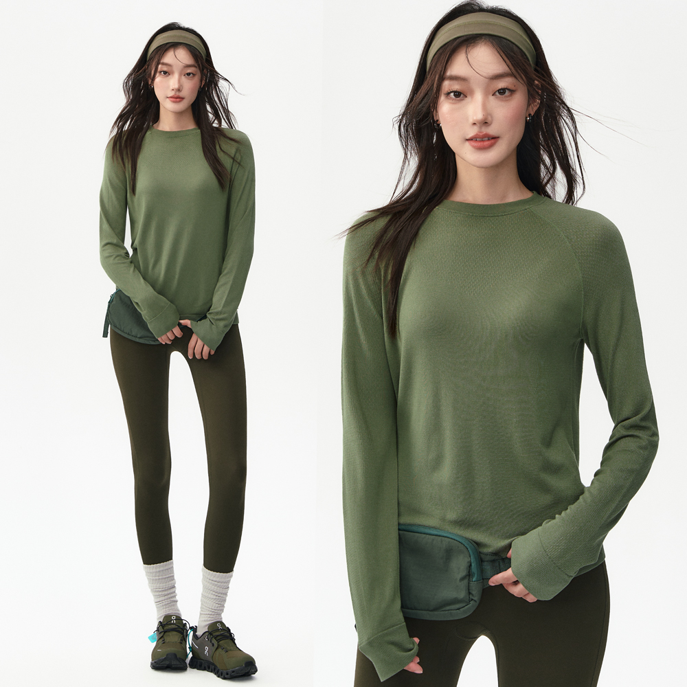 Autumn and Winter Women's Yoga Clothes, Loose and Slim, Round Neck, Pilates Sports Running Fitness Clothes, Casual Yoga Clothes, Long Sleeves