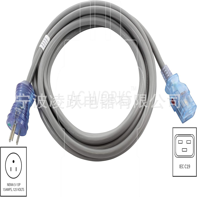 AC WORKS 15 安培 125 伏医疗/医院 Garde 电源线