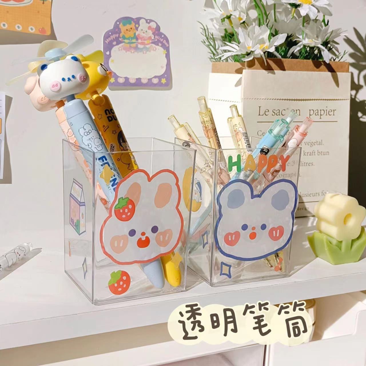 Transparente DIY titular de la pluma titular de almacenamiento de escritorio para estudiantes de gran capacidad titular de la pluma simple al por mayor una rejilla dos rejillas entrega de una pieza