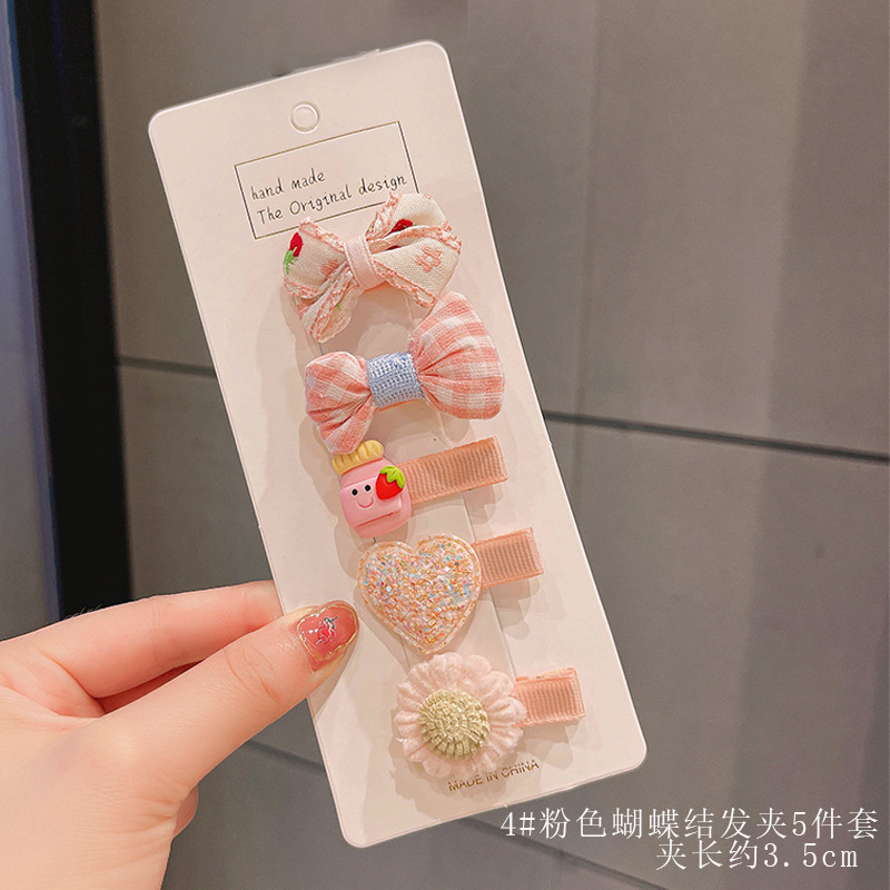 4#핑크 리본 머리핀 [5종 세트]