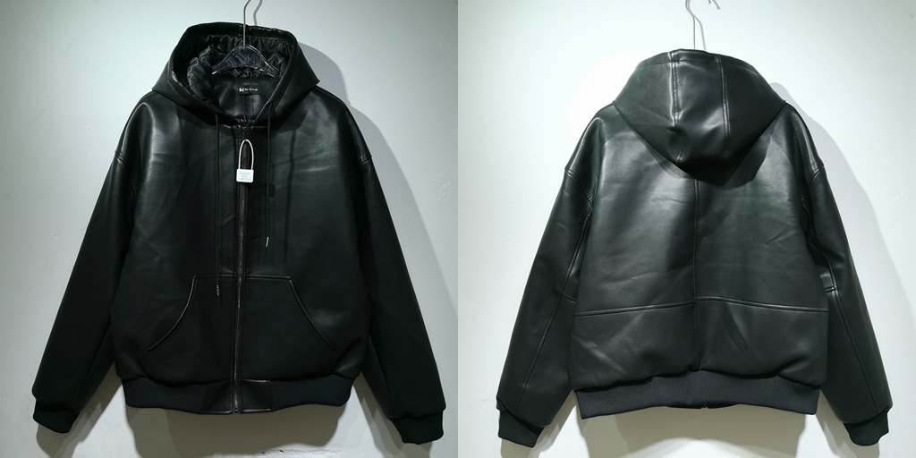 Other Mercedes F1 Hooded Bomber Jacket PU Leather Padded Black