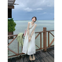 2025夏季新款设计感A字裙 法式温柔风背心连衣裙女装气质长裙裙子
