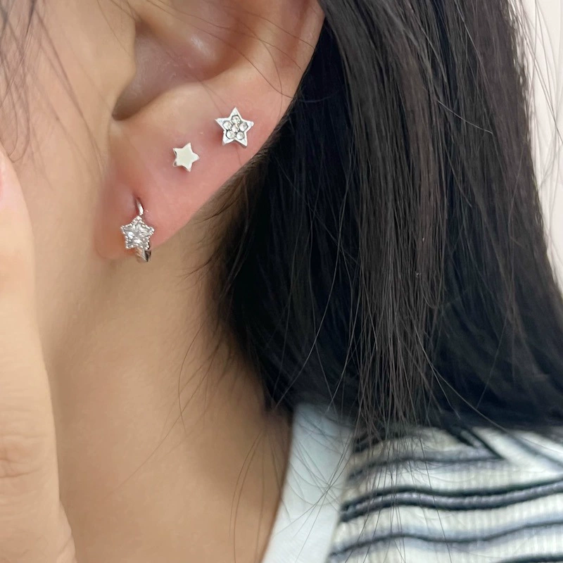 Sophisticated small earrings, simple and elegant design, diamond encrusted