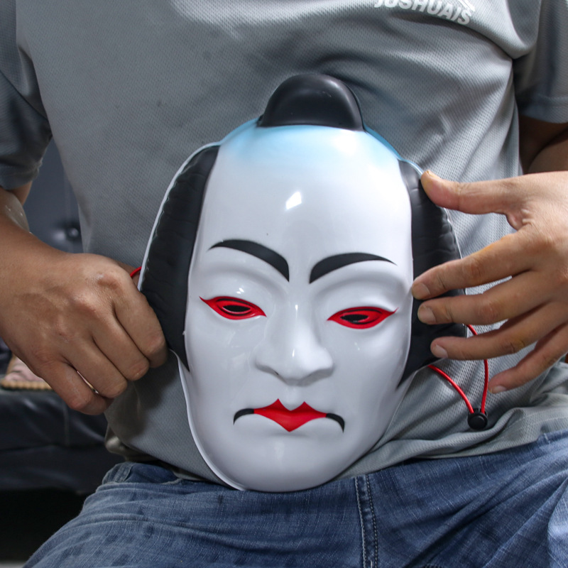 Estilo japonés kabuki geisha rendimiento cara completa hombres y mujeres PVC Festival vestido máscara image 5