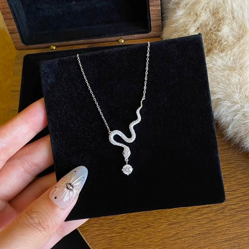 灵蛇项链女轻奢设计感流苏锆石锁骨链本命蛇年小红书抖音同款货源