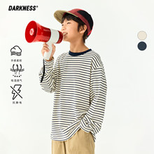 DK童装26春季日系女男童复古条纹打底衫T恤儿童青少年长袖上衣潮