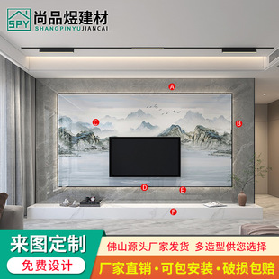 Internet celebrity hanging TV background wall tile modern minimalist decorative cabinet rock plate marble living room light luxury film and television Wall