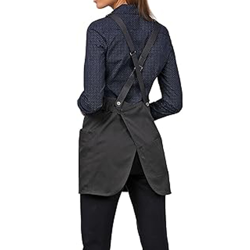 Nuevo delantal de algodón de twill transfronterizo de moda coreana dos bolsillos de hebilla de cinturón barista delantal de ropa de trabajo