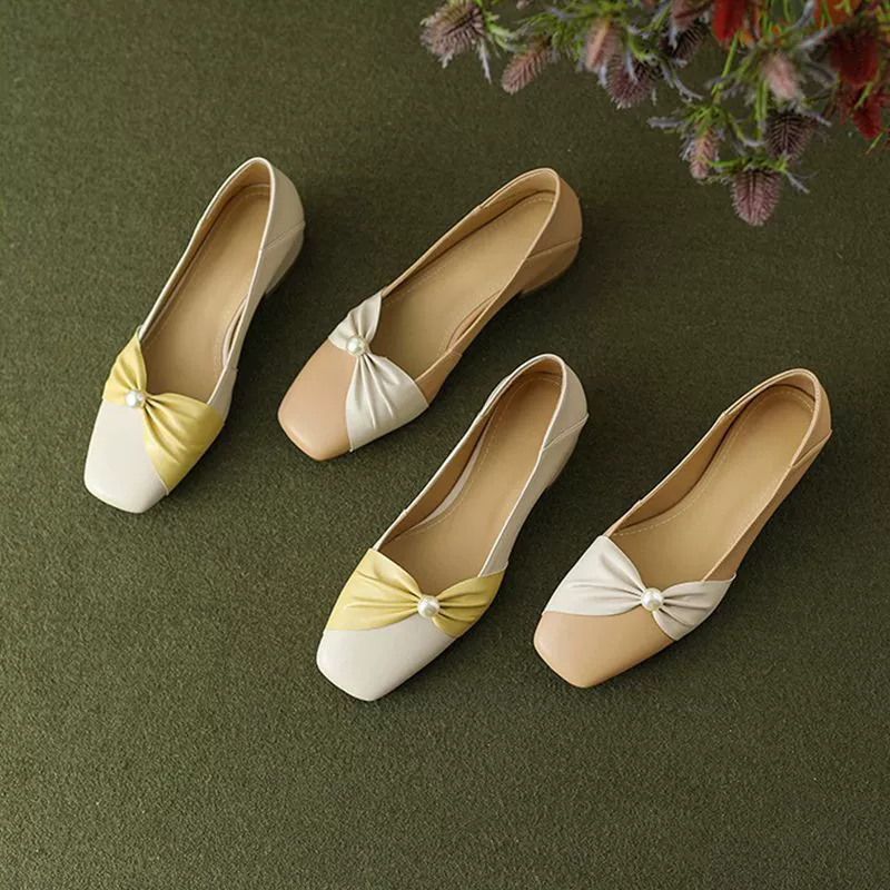 Однослойные туфли в стиле Шанель, женские кожаные туфли на толстом каблуке и квадратным носком на мягкой подошве с квадратным носком, 2023, новая летняя элегантная женская обувь на низком каблуке