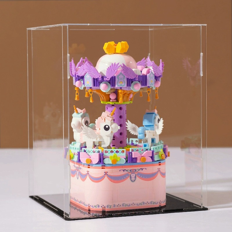 Compatible con Lego pequeño carrusel partículas montaje bloques de construcción juguete educativo niños serie caja música Niñas regalo