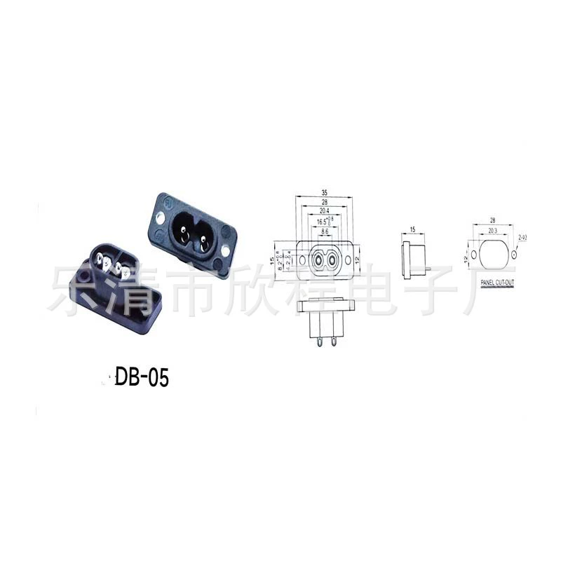 AC-DB-5 восьмерчатая розетка питания с двумя ногами с винтом ушей AC-DB-6 зигзаг 90 градусов