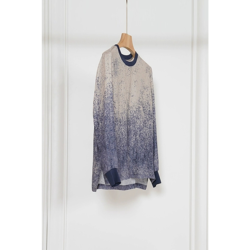 Intangible Cultural Heritage Series ~ Stylish and Elegant New Chinese Ink Splashing Set Round Neck Top + Wide-Leg Pants