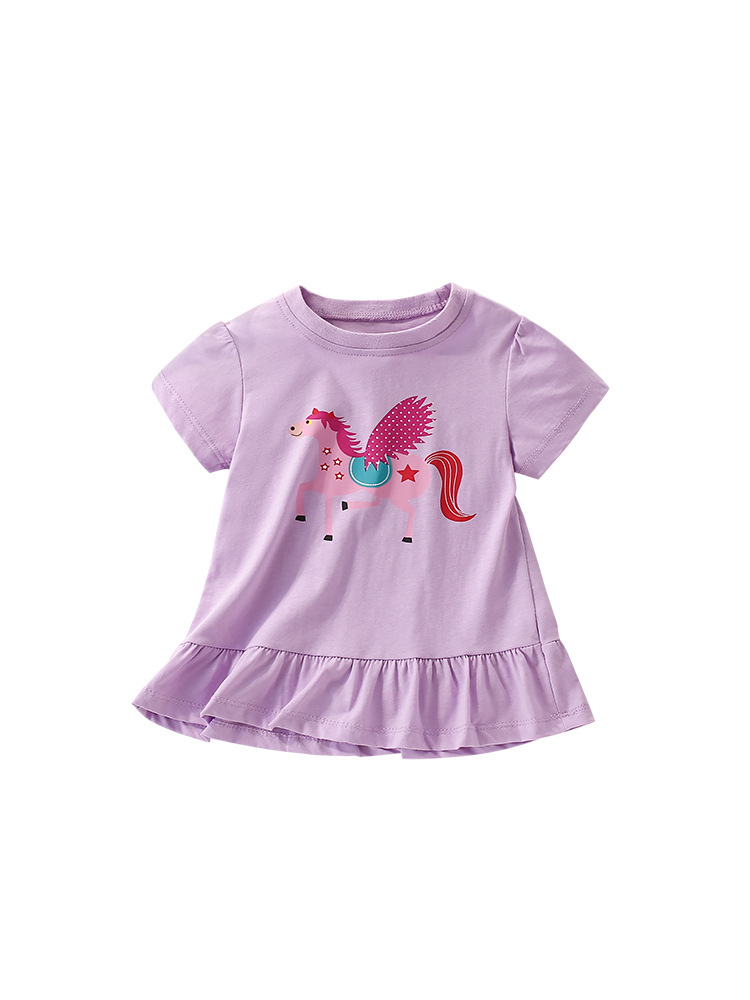 Malwee camiseta de niñas verano nuevo estilo europeo y americano de niños de cuello redondo de manga corta camiseta casual de niñas