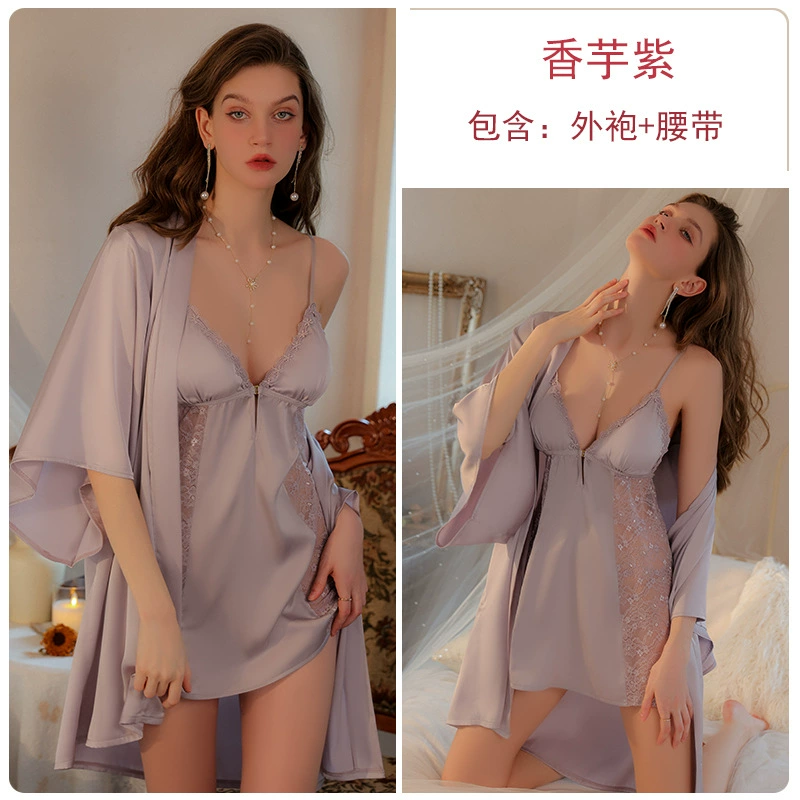 Комплект пижамы из кружева, ночной халат и robe, женское ночное белье, размер One-size и размеры M–XXXL