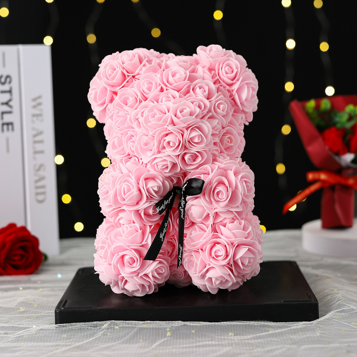 Valentine'S Day Festival Valentine'S Day Elegant Lady Bear Plastic Ornaments Artificial Flowers