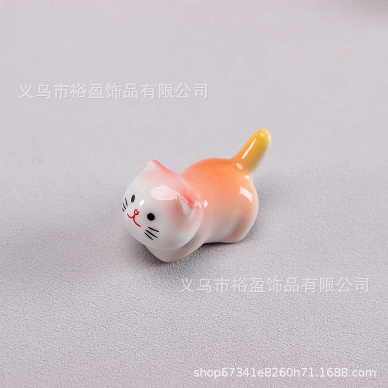 Chopstick rest, cat ceramic multicolor, cute tableware accessory for luck