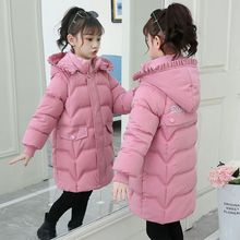 女童冬裝棉衣2022新款韓版洋氣外套兒童羽絨棉服女孩中長寶寶棉襖