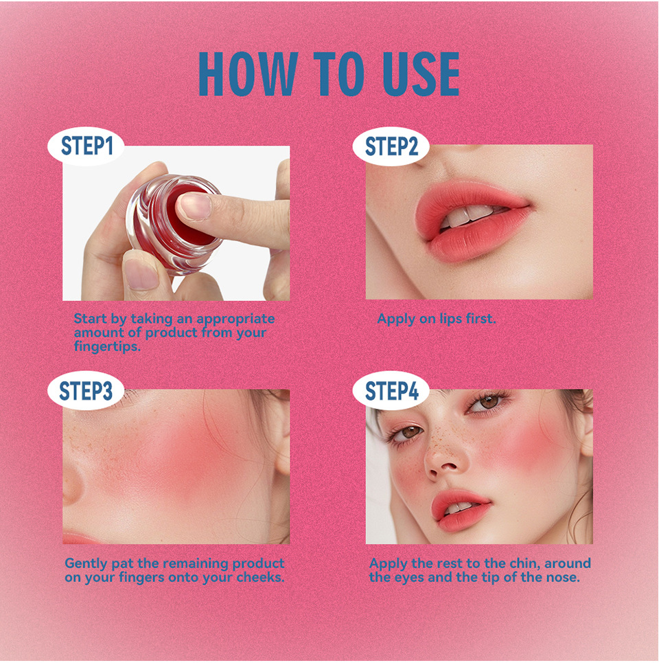 Lakerain Pudding Blush Cream Powder Matte Blush Nude Makeup Highlighter Lip and Cheek Blush Cream undefined